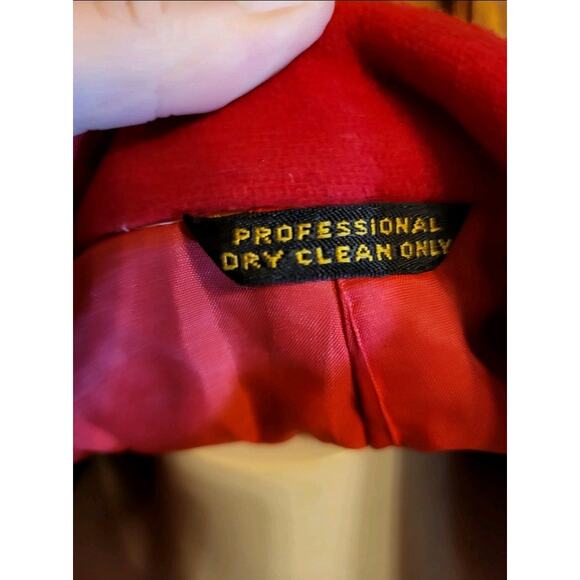 Vintage Augustus Red Wool Blazer Women's Size 10 Classic 1980s Power Jacket - Picture 14 of 14